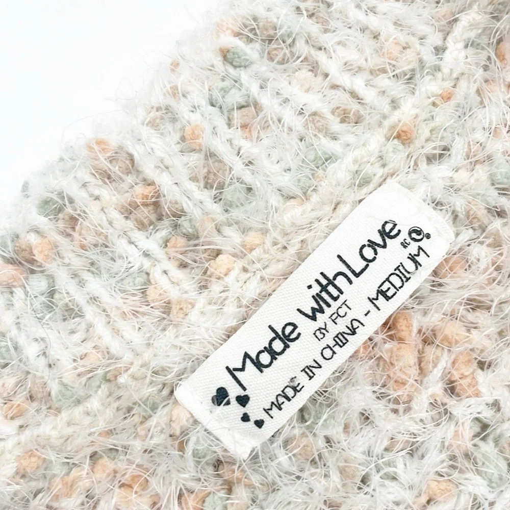 Made With Love by FCT cream multicolored cropped knit sweater